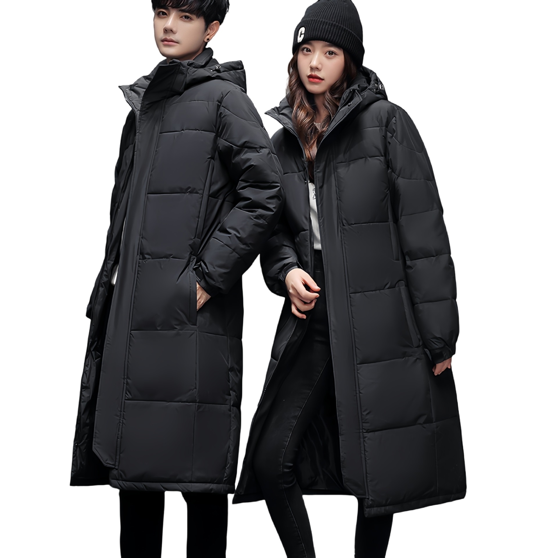 跨境防寒服男潮高级感情侣男女同款长款过膝加厚校服班服工服