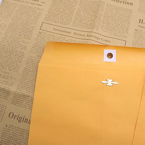 A4 Paper Ring Binder Envelope File Bag Export Amazon Hot Selling Golden Cowhide Paper Iron Clip Envelope Bag 