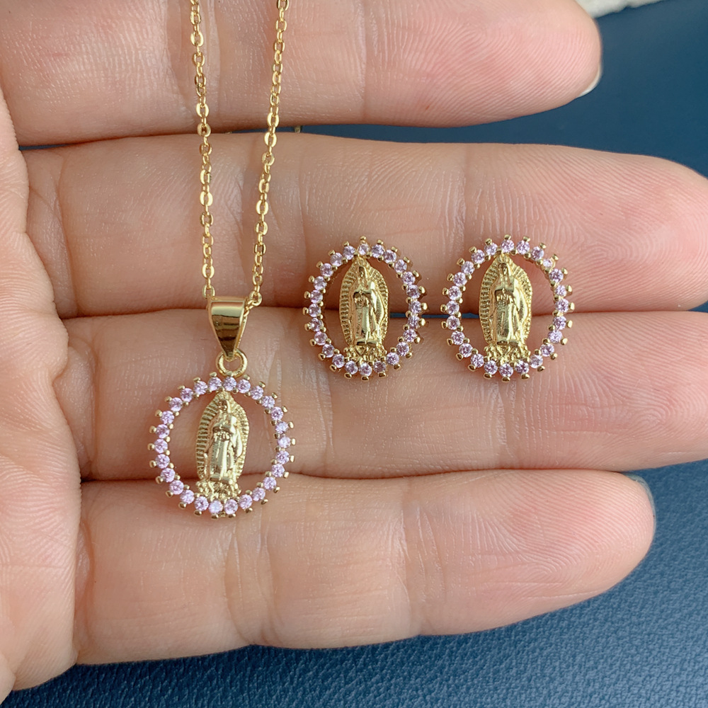 Geometric Pattern Elegant Classic Style Geometric Alloy Plating Inlay Artificial Gemstones Women's Earrings Necklace