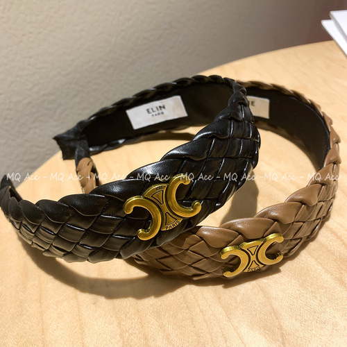 French-style new Arc de Triomphe woven headband wide headband CEL letter fashion retro face-saving hair accessory for women