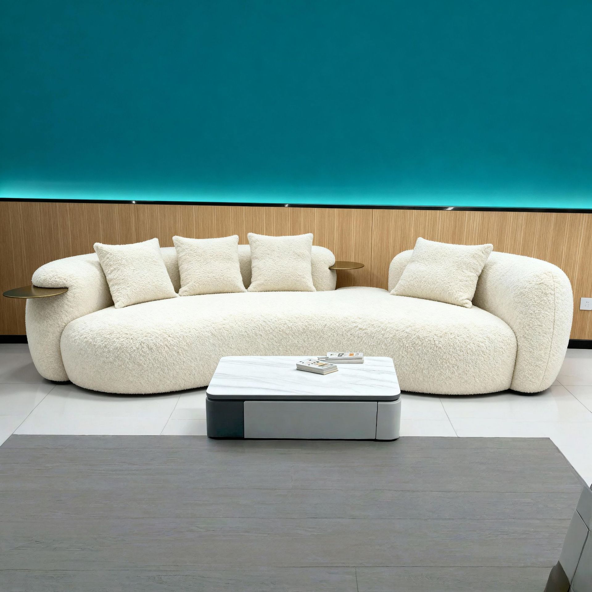 Cream Style Modern Simple Straight Row Fabric Sofa Removable and Washable Anti-Fouling Small Apartment Living Room Furniture Hot Sale