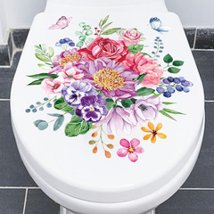 Lukang MT23013 Hand-painted flower cluster self-adhesive toilet sticker bathroom bathroom bathroom floral beautification decoration sticker 