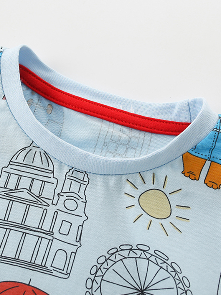 Malwee niños verano nuevo guapo impreso cuello redondo camisa casual manga corta europeo y americano niños camiseta superior