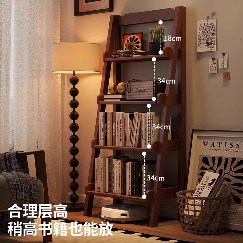 Estantería de estilo antiguo Estante trapezoidal de piso a techo Estante de pared de una pieza Estante de flores de balcón Estante de exhibición Estante de libros junto al escritorio