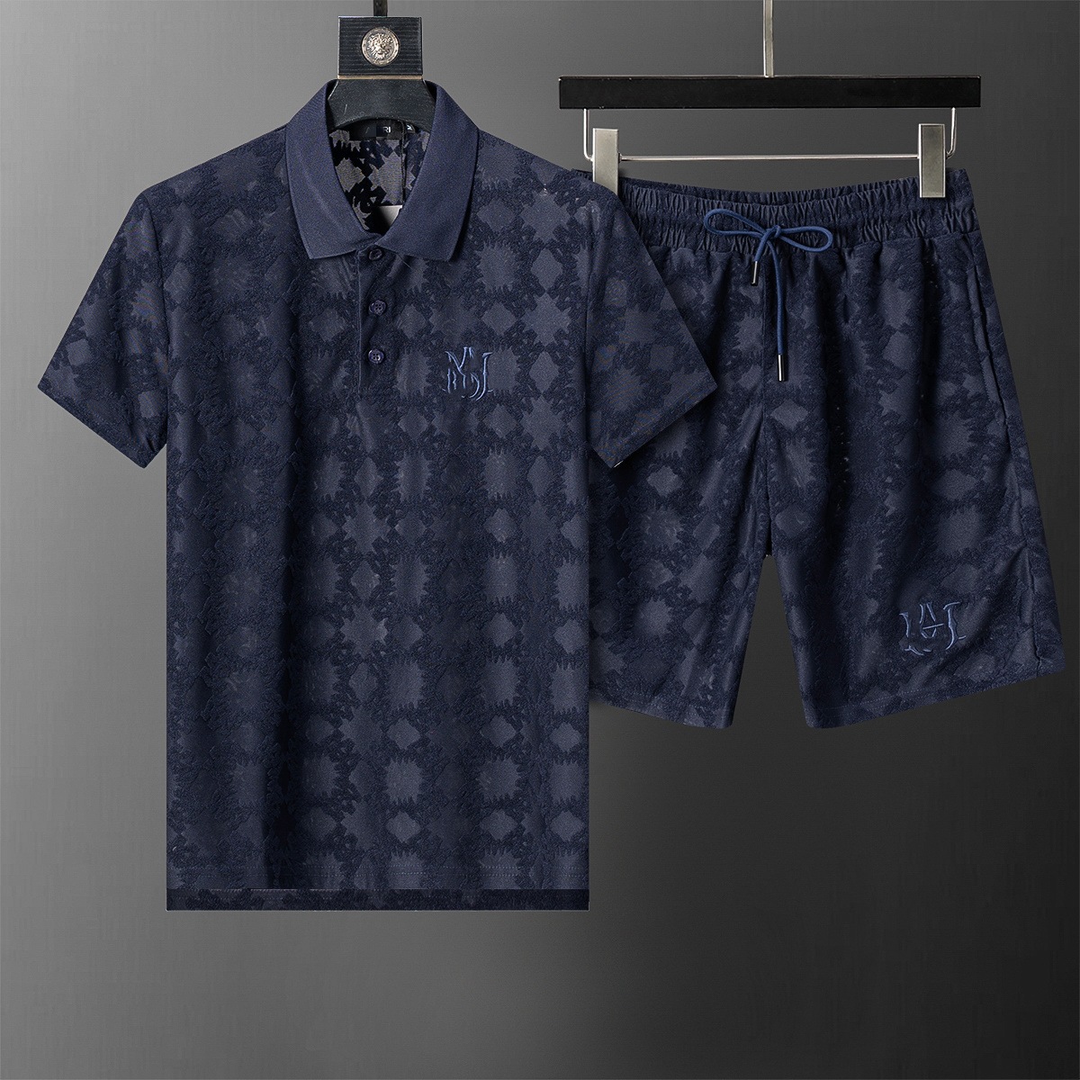 Cross-border versión correcta polo manga corta set de collar de verano clásico toalla de hombre bordado casual Europa y América explosión