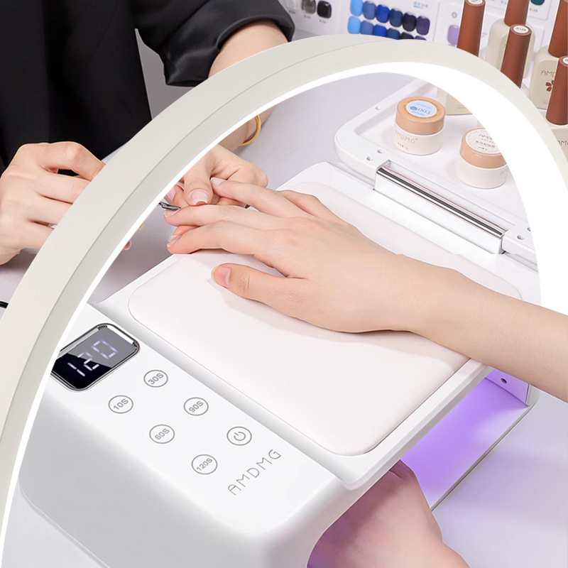 Lámpara de belleza de uñas de medio mes transfronteriza Lámpara de mesa Lámpara sin sombras Salón de belleza de la luna Mesa curva Lámpara de relleno LED