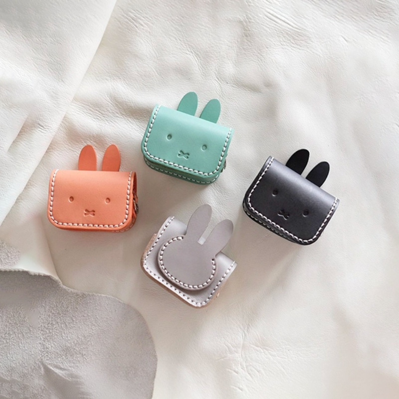 创意ins风简约米菲兔蓝牙耳机皮套 可爱造型皮革全包裹保护套