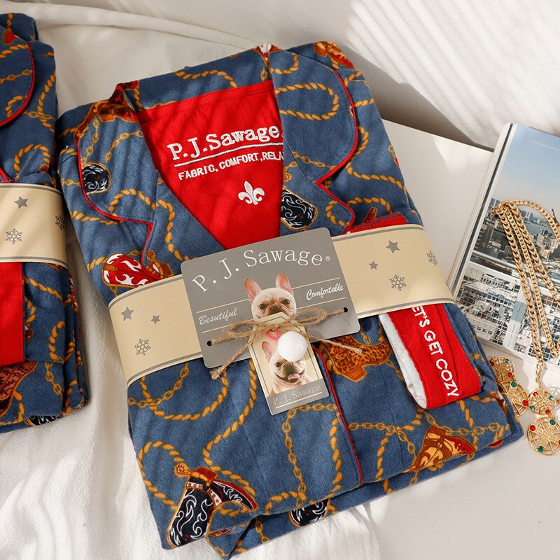 PJSawage秋冬保暖加厚磨毛家居服睡衣套装 轻柔棉质女士月子服pjs|undefined