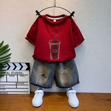 男童夏装套装2025新款帅气时髦儿童衣服男孩酷帅宝宝夏季好看短袖