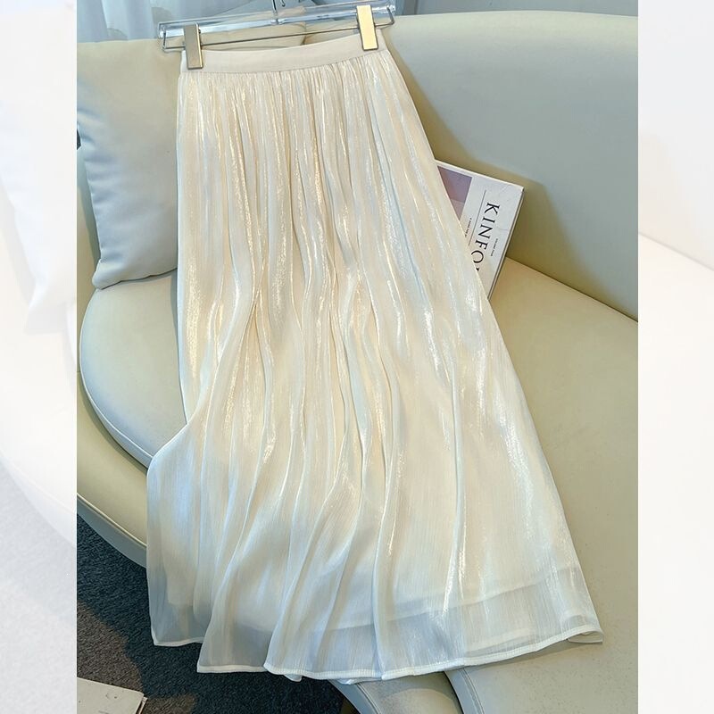 100% mulberry silk*~ sheer tulle midi skirt, high-waisted, flared, long skirt, new style, suitable for petite figures 100% mulberry silk*~ sheer tulle midi skirt, high-waisted, flared, long skirt, new style, suitable for petite figures
