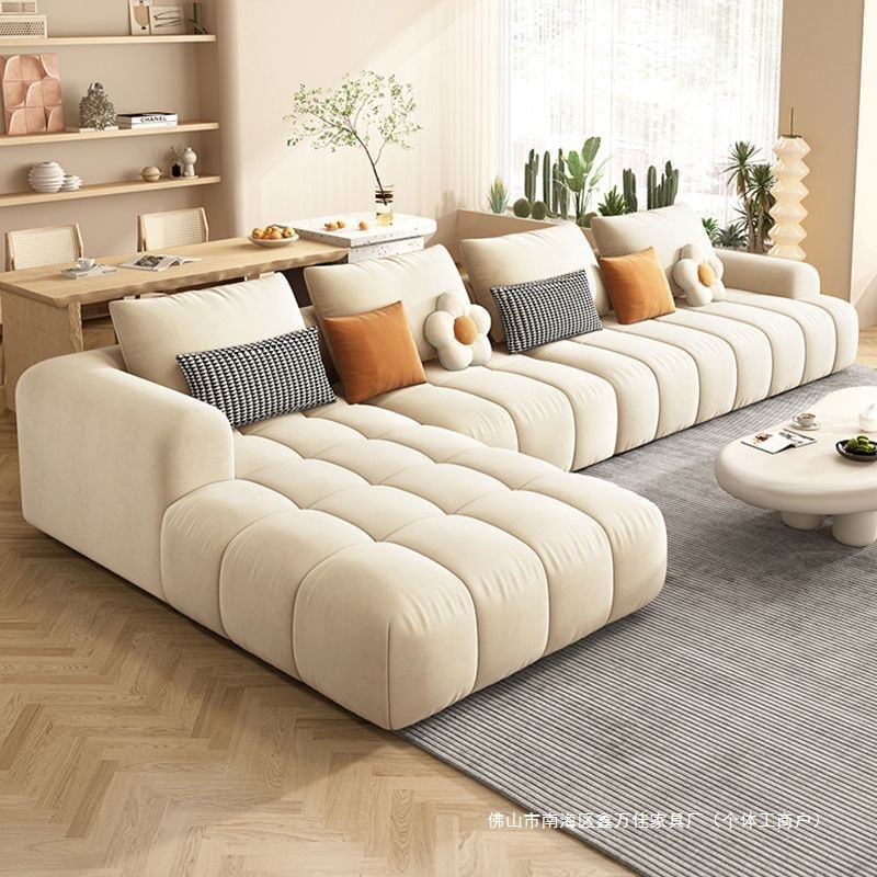 New High-End Full Set of Accessible Luxury Sofa, Widened Version of Puff Sofa, Internet Celebrity Cream Style Imperial Concubine L-Shaped Sofa for Living Room