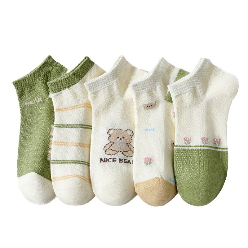 Calcetines de mujer de alto aspecto calcetines de primavera y verano de malla delgada transpirable desodorante absorbente de sudor calcetines marea de corte bajo Calcetines Bajos de tobillo para mujeres