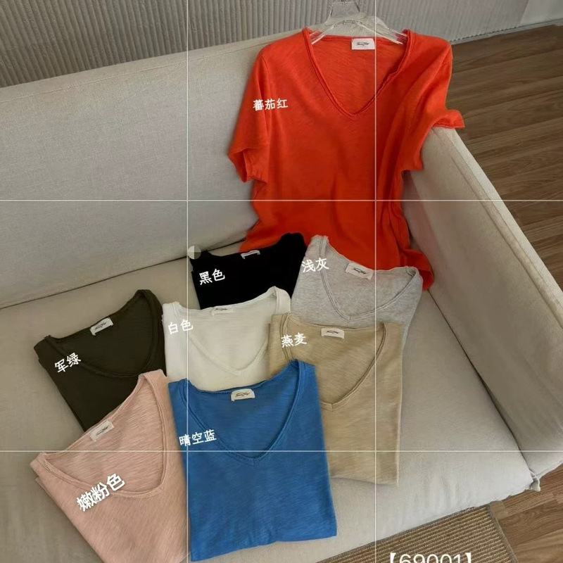 American Vint@Ge Bamboo Cotton Large V-Neck Short-Sleeve Shirt, Summer Thin Style, Loose and Versatile (V-Neck Short-Sleeve) American Vint@Ge Bamboo Cotton Large V-Neck Short-Sleeve Shirt, Summer Thin Style, Loose and Versatile (V-Neck Short-Sleeve)