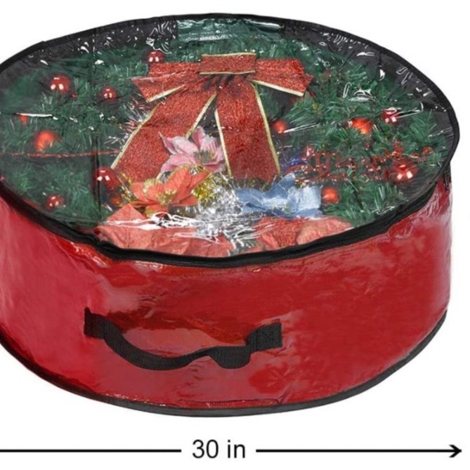 越境貿易用PVCクリスマスリース収納袋 クリスマスリング収納バッグ 丸型収納袋 収納吊り下げ袋|undefined
