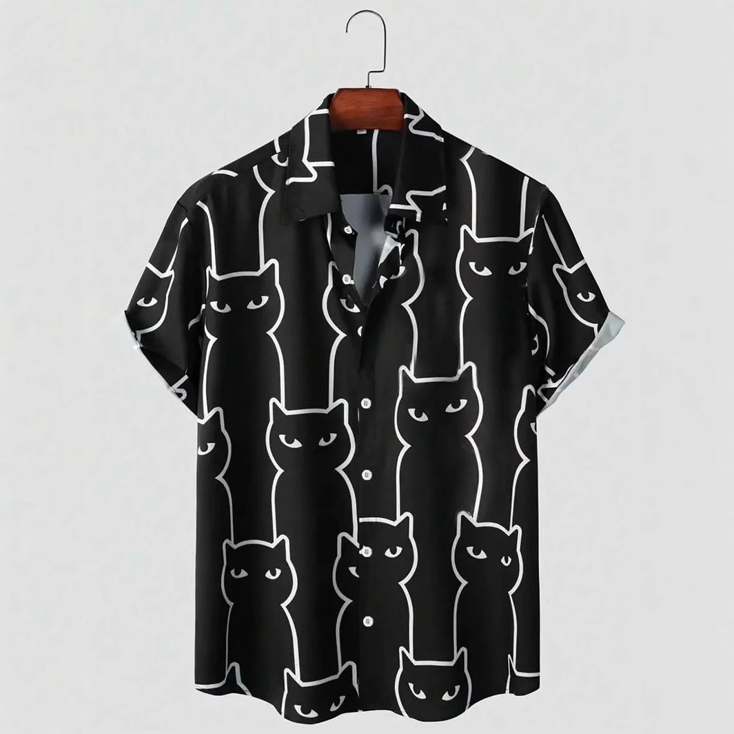 New European And American Cross-border Men's Fashion Trend Hawaiian Short-sleeve Shirt With 3D Digital Print_voghion.com