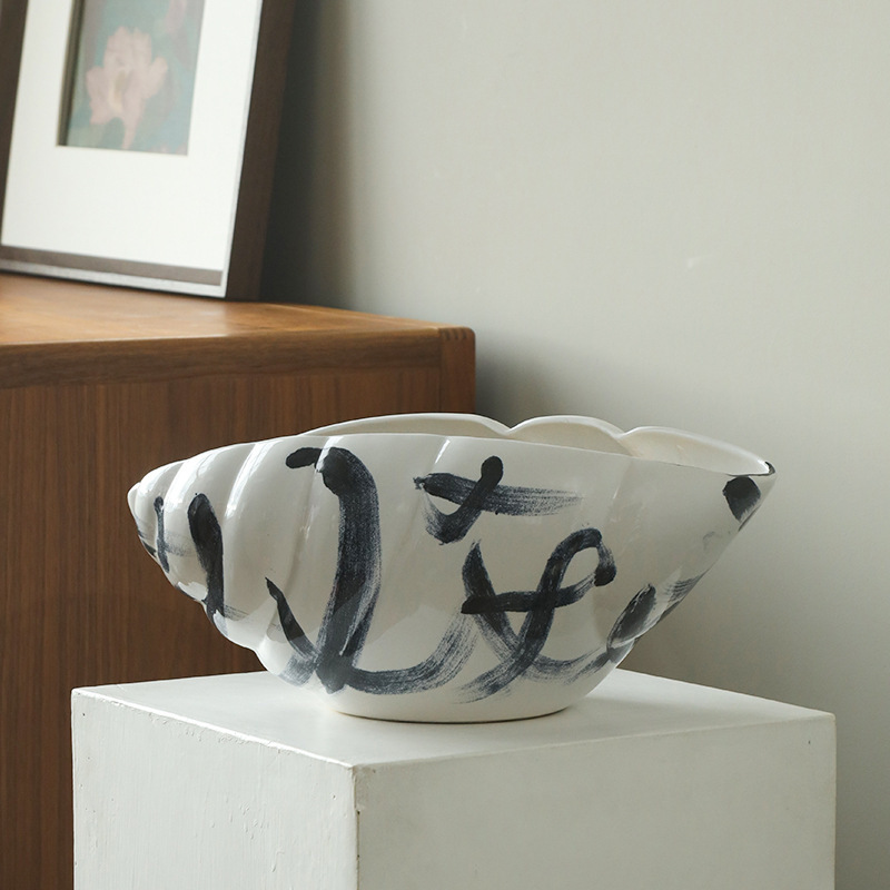 High-End Ceramic Ornaments, Living Room Desktop Decorations, Artistic Creative Design Flower Pots, Accessible Luxury Entrance Counter Flower Vessels