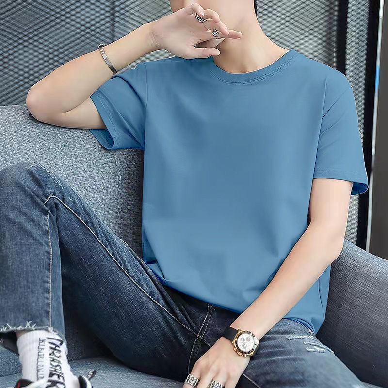 Camiseta de manga corta para hombre, nueva, estilo otoñal, ajustada, moderna, estampada, fina, con cuello redondo, estilo informal, suministro de vendedores ambulantes, atractiva.