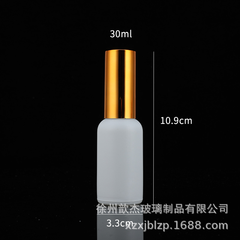 Botella de aceite esencial blanca helada blanca 10ml-100mL botella de la prensa botella de la botella del espray