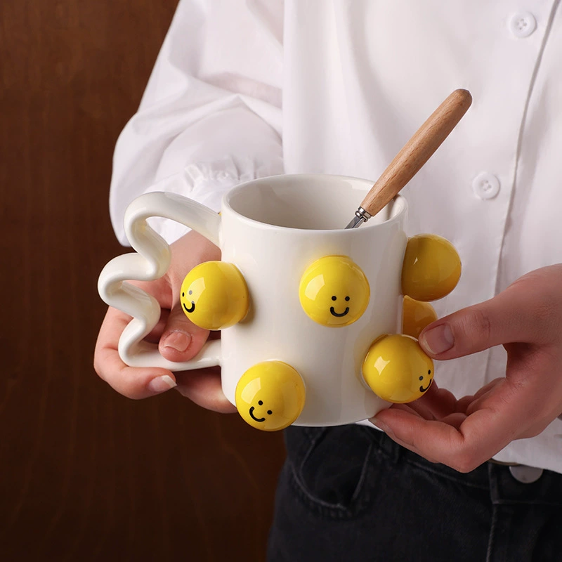 贝汉美 Керамическая чашка Creative Smiling, пара высоких на вид кофейная чашка из керамики, лучший подарок на день рождения