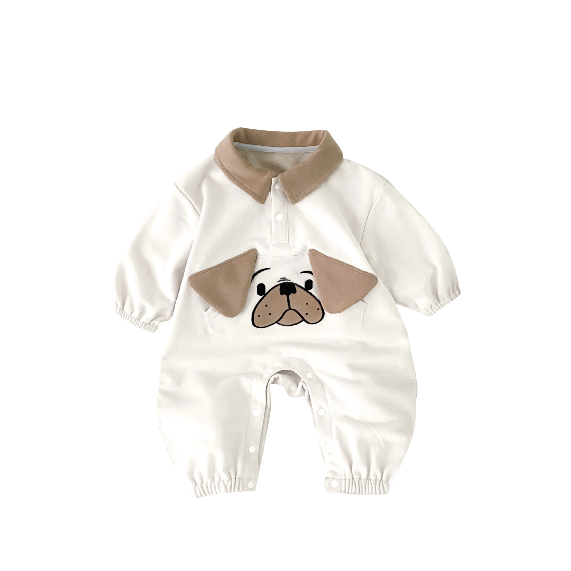 Ins versión coreana del bebé 0-1 bebé primavera y otoño dibujos animados cachorro de manga larga mono ropa de recién nacido lindo traje de escalada