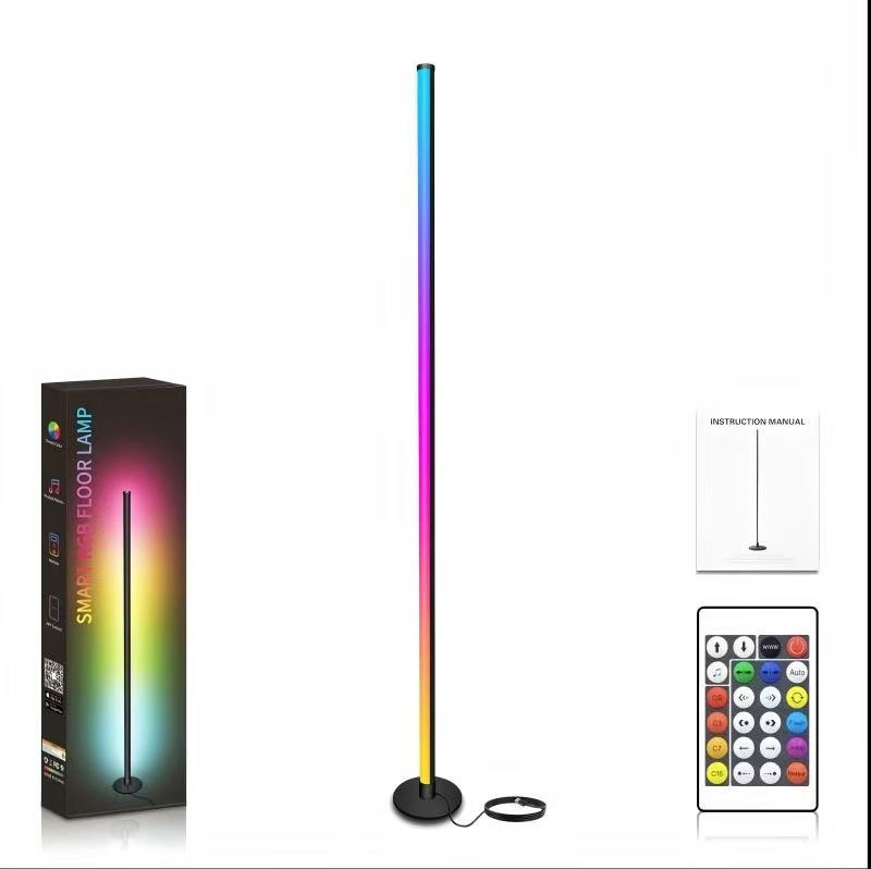 Lámpara de Pie LED RGB de 3 Secciones Policarbonato con Ritmo de Música para Esquina de Habitación image 6