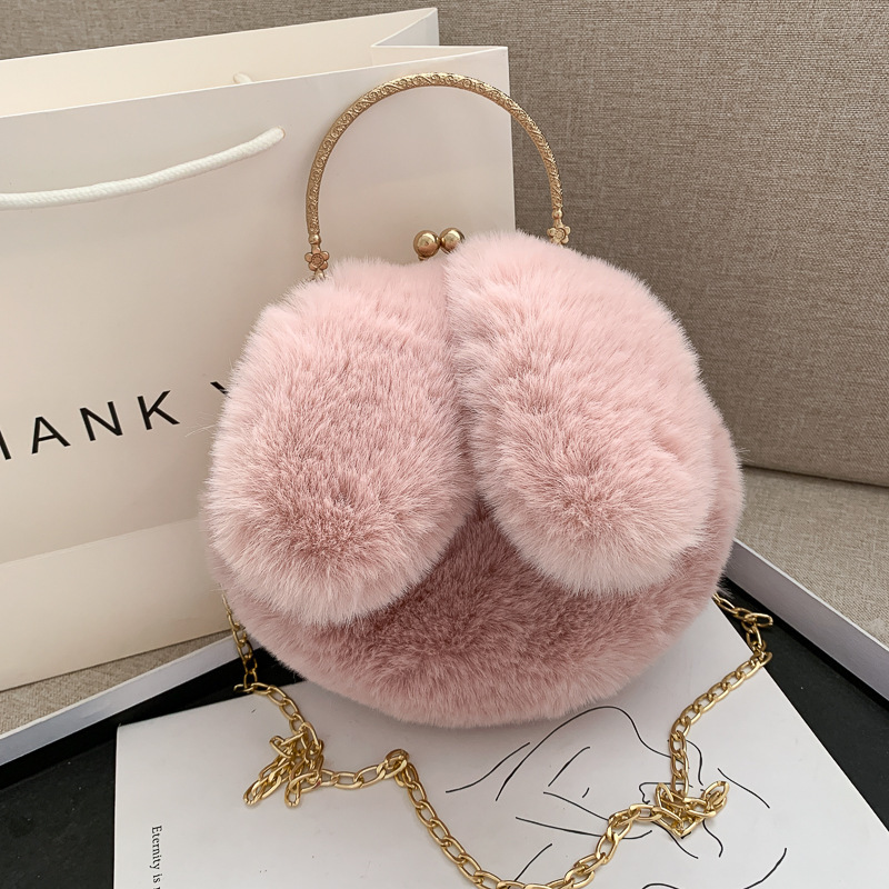 かわいいぬいぐるみウサギのファッショナブルな小さめバッグ、女性向け、韓国風、新作、ハンドバッグ、ショルダーバッグ、チェーンバッグ、トレンド、ins|undefined