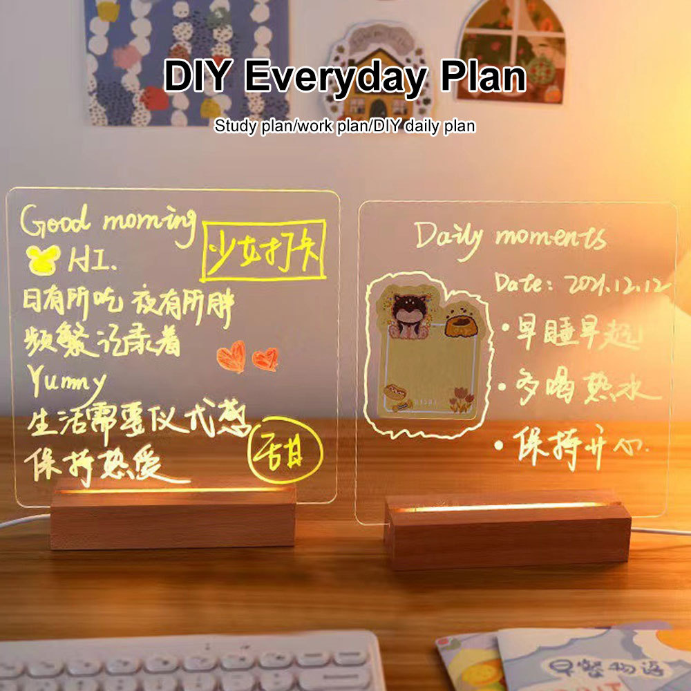 New Note Message Board Led Night Light Transparent Glow Memo