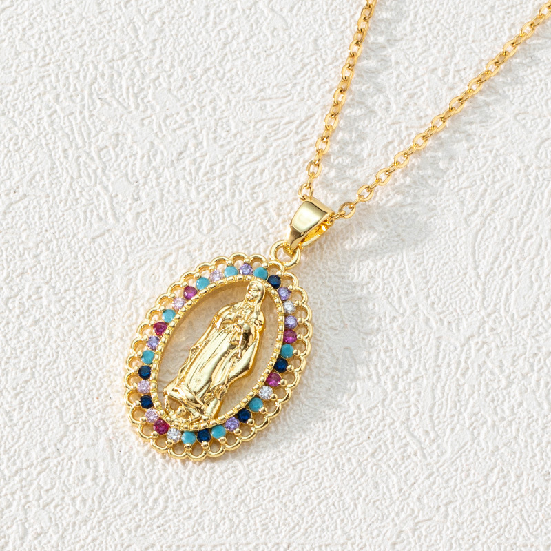 Mode Mond Oval Kupfer Vergoldet Zirkon Halskette Mit Anhänger 1 Stück display picture 1