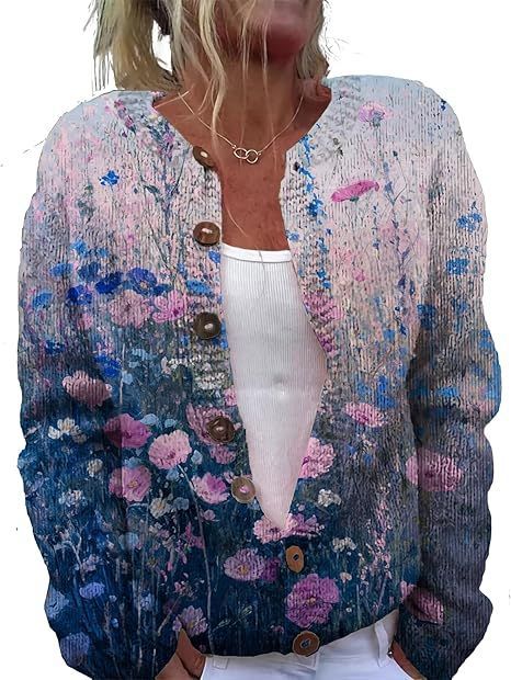 Hs4 Round Neck Cardigan Printed Sweater - Dedicated Link for Cross-Border Customers to Dropship