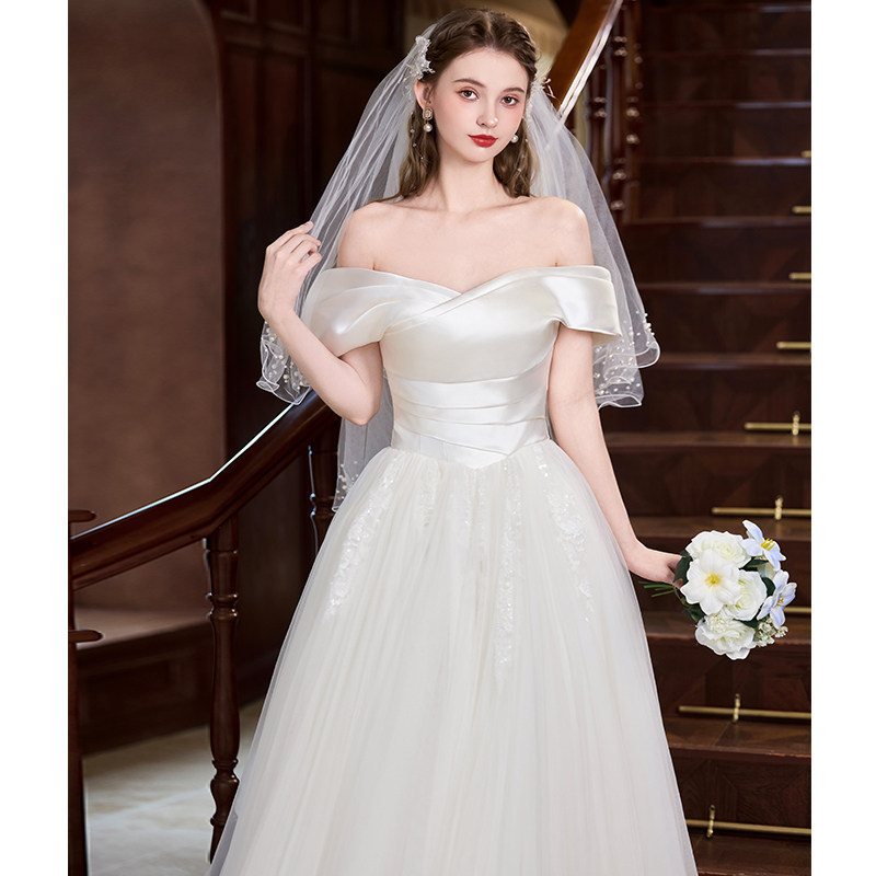 One-Shoulder Design Light Wedding Dress 2026 New Style Bride Wedding Engagement White French-Style Gown Fairy-Like Wedding Dress One-Shoulder Design Light Wedding Dress 2026 New Style Bride Wedding Engagement White French-Style Gown Fairy-Like Wedding Dress