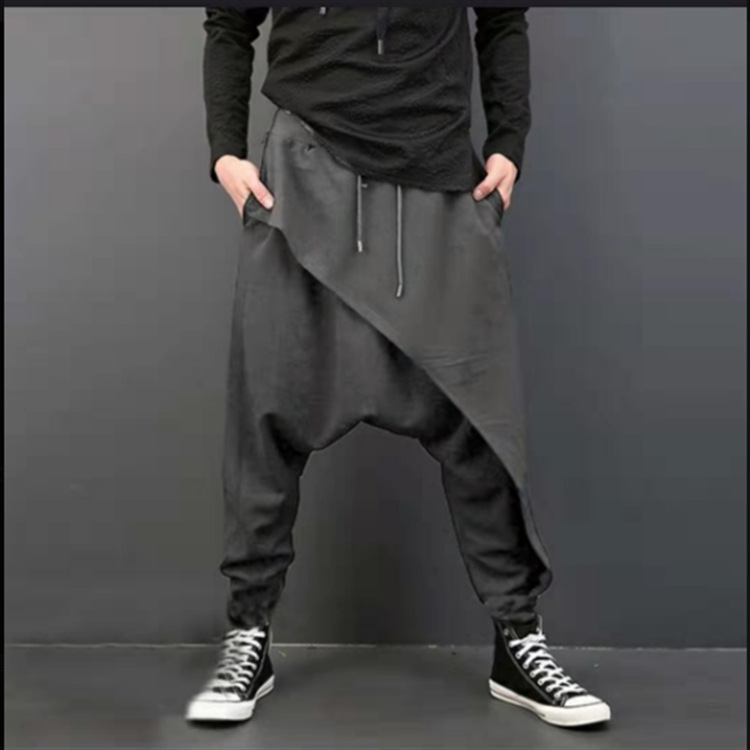 Young Men Youth Jazz hiphop street dance Loose harem pants personality fashion trendy Rapper Singer Gogo Dancers hanging drop crotch Casual pants For Male