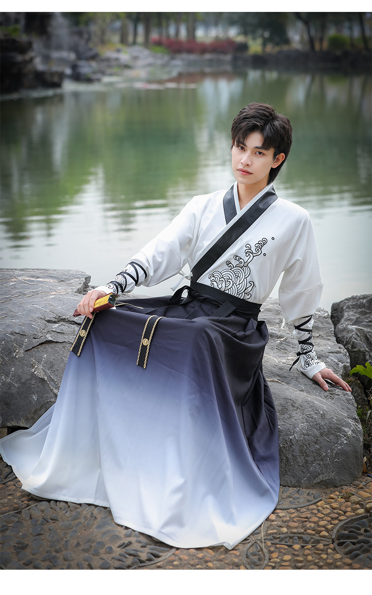 原创汉服男装 【波涛万里】 帅气古装武侠中国风复古书生公子团服-阿里巴巴