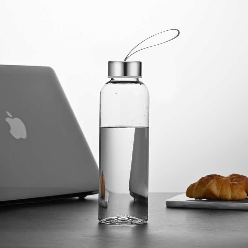 Taza de plástico transparente simple moderna sellada a prueba de fugas bebida recta taza recta resistente a altas temperaturas taza de regalo portátil con cuerda