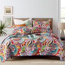 外贸原单美式纯棉水洗床盖床单空调被多功能春秋被绗缝被三件套