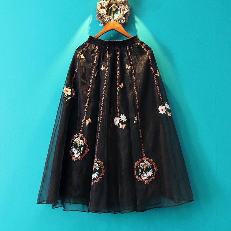 Summer retro black skirt
