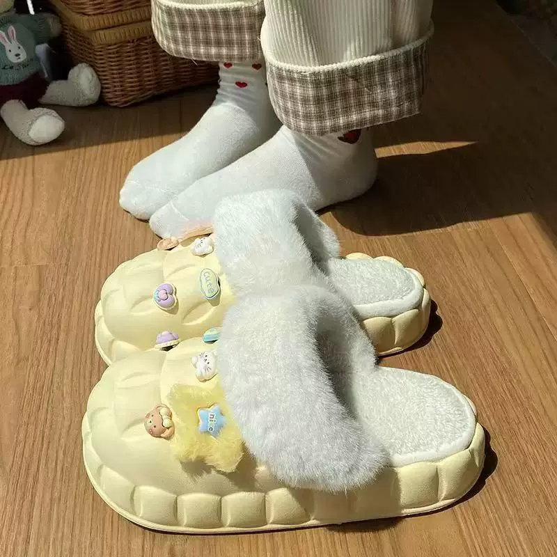 2025棉拖鞋女冬季防水居家厚底加绒包跟学生宿舍可爱室内保暖棉鞋