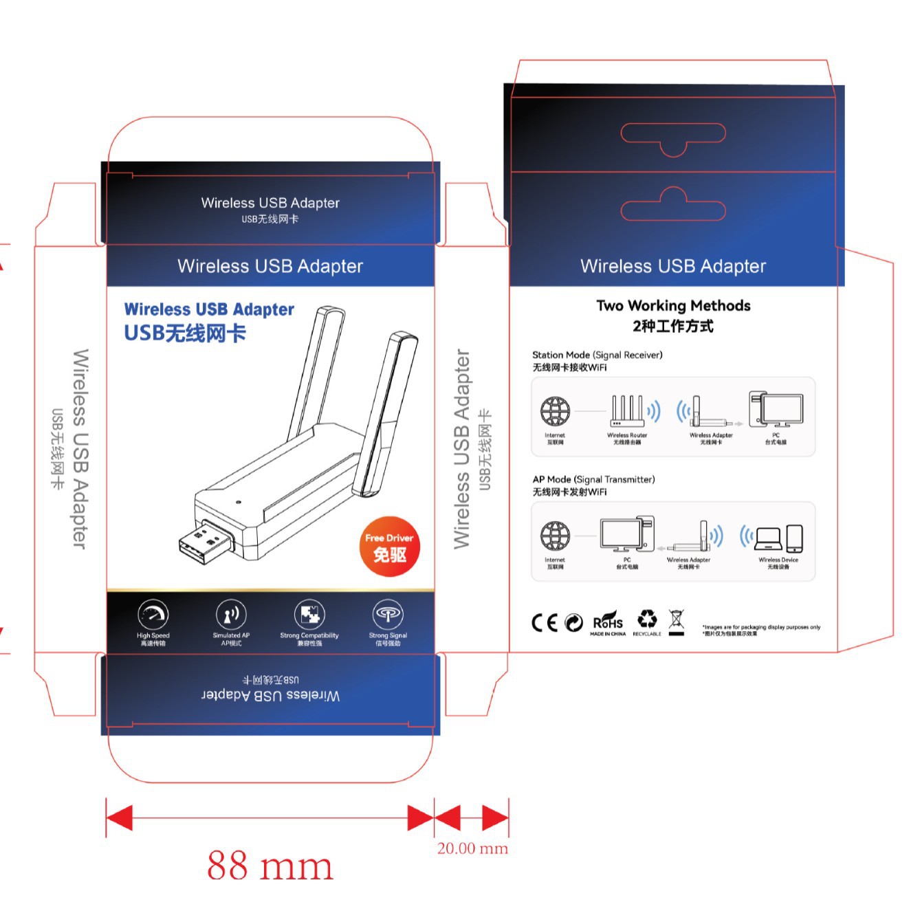 Tarjeta de red inalámbrica Gigabit de doble frecuencia computadora sin controlador usb receptor wifi 1300Mbps tarjeta de red inalámbrica 5G