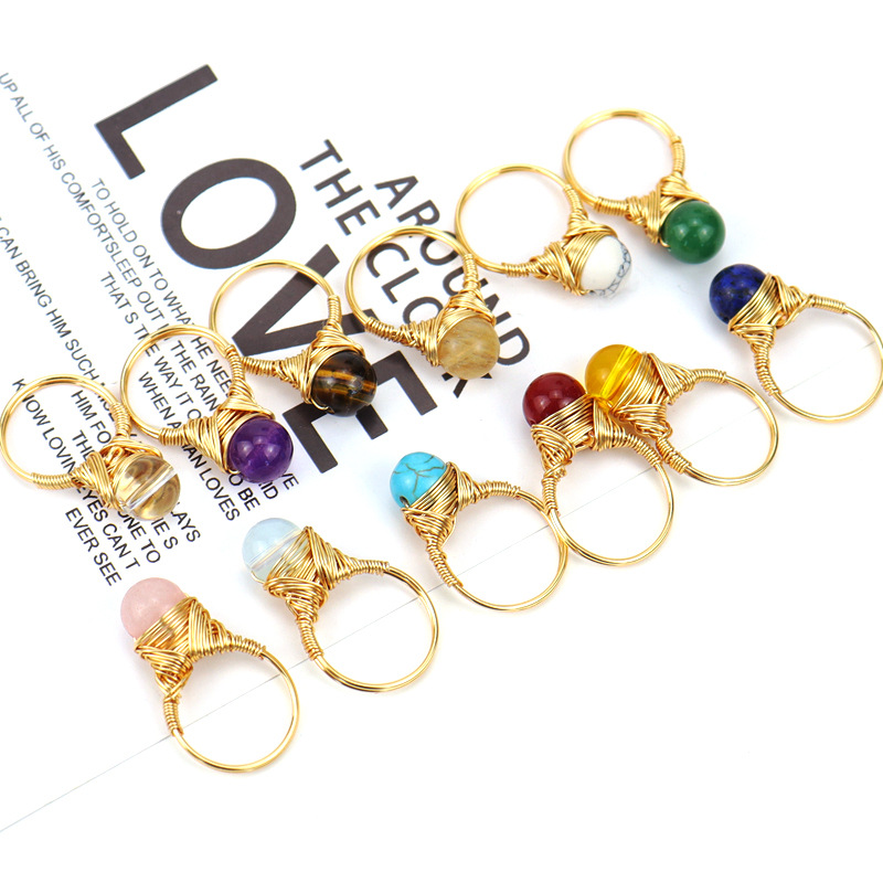 Retro Geometric Agate Plating Rings 1 Piece