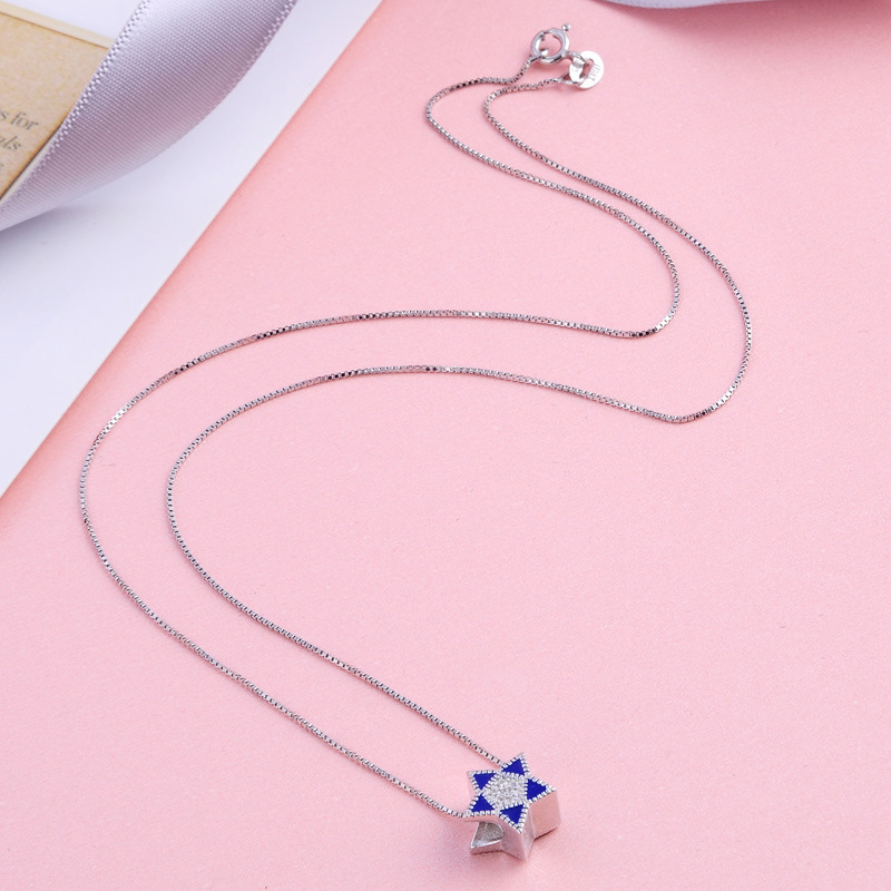 Japón y Corea del Sur pequeña fragancia de moda joyas de cuentas s925 plata pentagonal colgante accesorios de moda femeninos