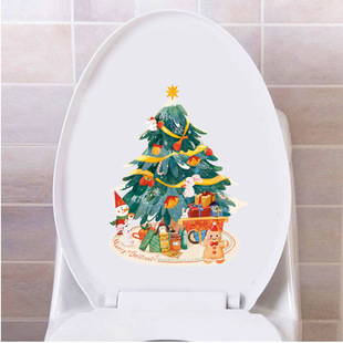 Wholesale cross-border new Christmas home bathroom Christmas tree self-adhesive stickers toilet stickers toilet lid decoration