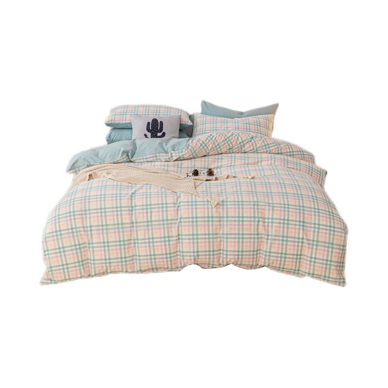Cama de algodón lavado de algodón de clase A juego de cuatro piezas sábanas de edredón de algodón individual