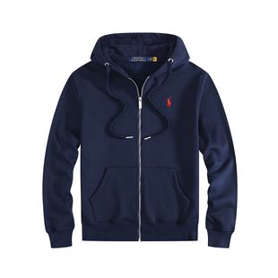Original Standard Pony Paul Zipper New fleece-lined Sweater Cardigan Hooded Casual Embroidered Men's Sports Loose Jacket