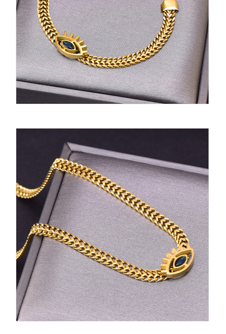 Glass Stone Inlay Material Necklace Classification Wholesale Jewelry Fashion Devil'S Eye 304 Stainless Steel Glass Stone 18K Gold Plated Plating Stainless Steel Necklaces