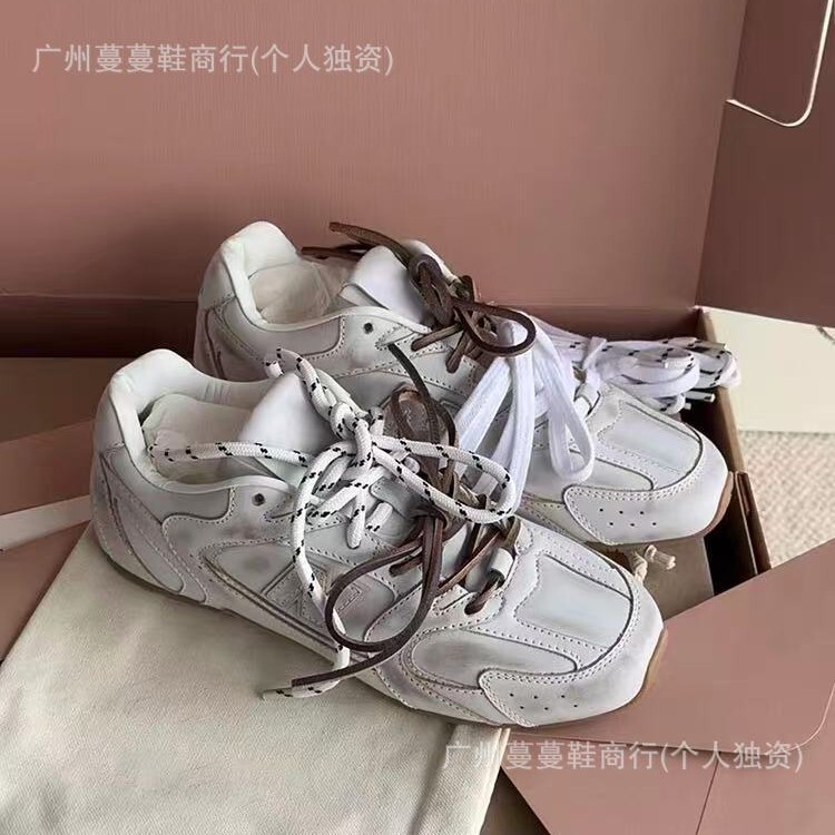 阿miu真皮复古银色530联名款德训鞋女25款运动阿甘鞋情侣款休闲鞋|undefined