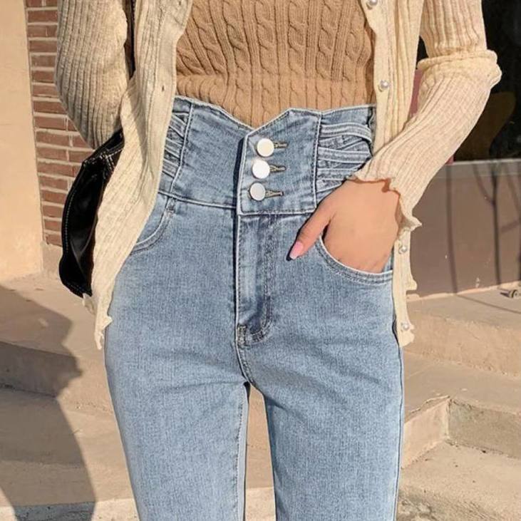 Light-Colored High-Waisted Women's Jeans 2025 New Spring and Autumn Slim Fit Stretch Skinny Pencil Pants Light-Colored High-Waisted Women's Jeans 2025 New Spring and Autumn Slim Fit Stretch Skinny Pencil Pants