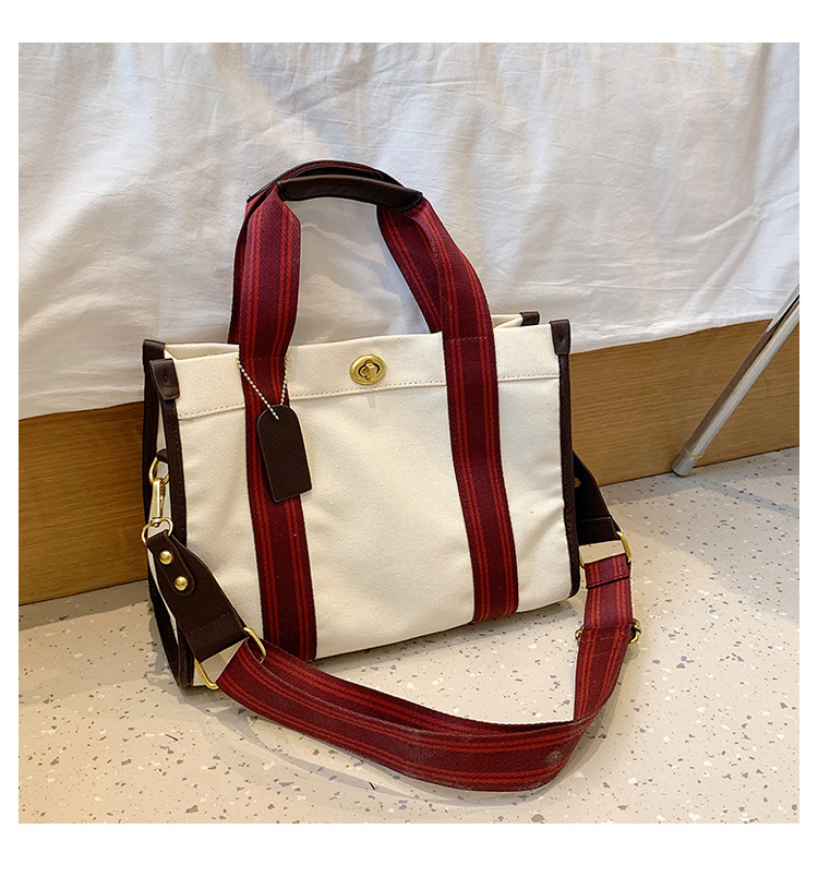 Bolsos para mujer, bolsos cruzados de moda, nuevos bolsos de lona retro simples, bolsos de mano de colores contrastantes de tendencia nicho