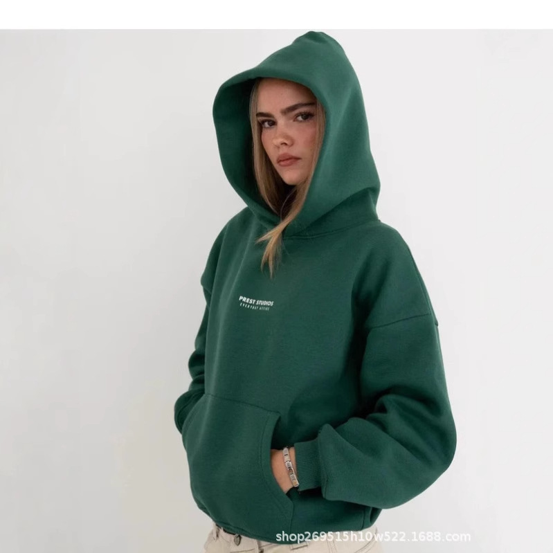 2026 Autumn and Winter Trendy Brand Fashion Printed Pullover Long-Sleeved Hooded Sweatshirt Suit Women's Casual Versatile Jacket