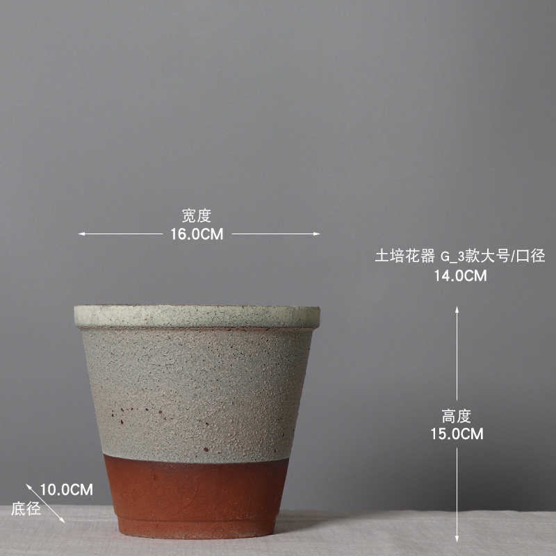 わびさび風レトロ陶器植木鉢多肉植物陶器古い杭鉢フラワーショップB&B小さな粗い陶器植木鉢|undefined