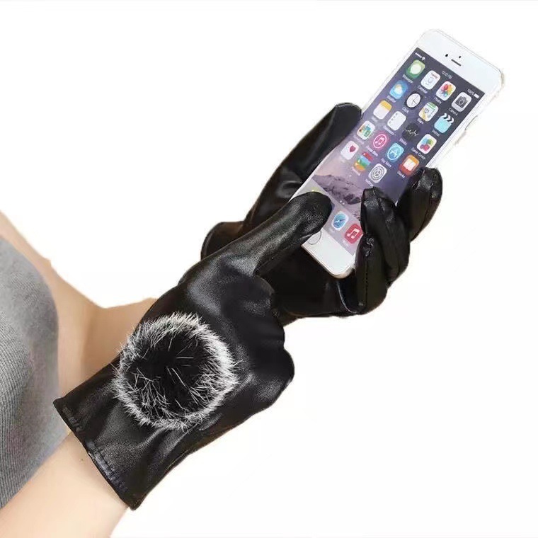 Guantes de cuero para hombres de invierno a prueba de viento, impermeable, guantes de motocicleta caliente, pantalla táctil de invierno