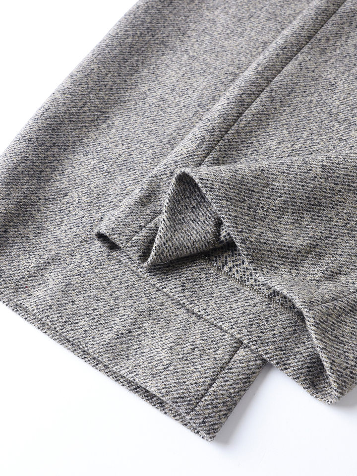 Quần tây nữ ống rộng cạp cao chất liệu len pha polyester, màu trơn, dáng rủ tôn dáng, giữ ấm — Màu ảnh